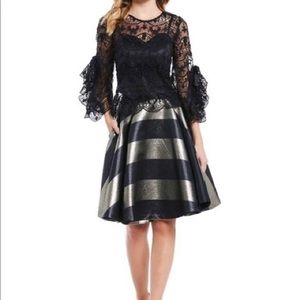 Badgley Mischka SZ 10 Windy Metallic Striped Skirt